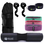Kit de entrenamiento de 9 piezas de bandas para glúteos con barra, almohadilla para sentadillas, correas para el tobillo y correas de elevación, accesorios de gimnasio para hombres y mujeres