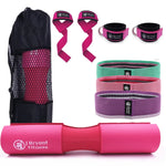 Kit de entrenamiento de 9 piezas de bandas para glúteos con barra, almohadilla para sentadillas, correas para el tobillo y correas de elevación, accesorios de gimnasio para hombres y mujeres