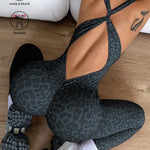 Traje de Yoga deportivo de una pieza de alta elasticidad para mujer, diseño ajustado, correa cruzada, pantalones ajustados sin espalda.