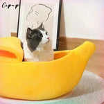 Cama para GATOS Y PERROS Forma de Plátano, Súper Suave, Mascotas, con Tapa.