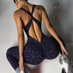 Traje de Yoga deportivo de una pieza de alta elasticidad para mujer, diseño ajustado, correa cruzada, pantalones ajustados sin espalda.